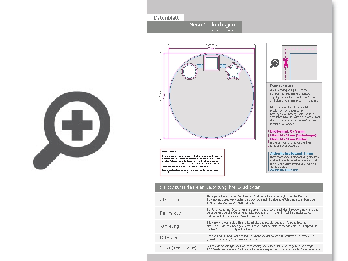 Product Bild neon-stickerbogen_1_0_farbig_bedruckt_rund_(kreisrund_konturgeschnitten)